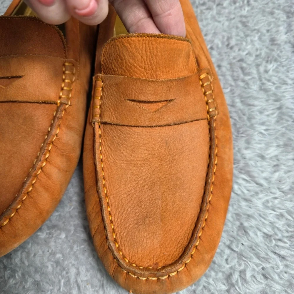 Mercanti Fiorentini Relax Penny Loafer Orange Leather Driving Mocs Mens 10M Fair